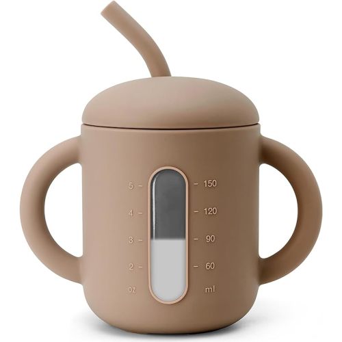 SAMiGO Silicone Sippy Cup, Baby Straw Cup for 6 12 18 Months, Sippy Cup with Straw for Toddlers 1-3 Years, Baby Water Cup for Drinking and Training, 6 oz