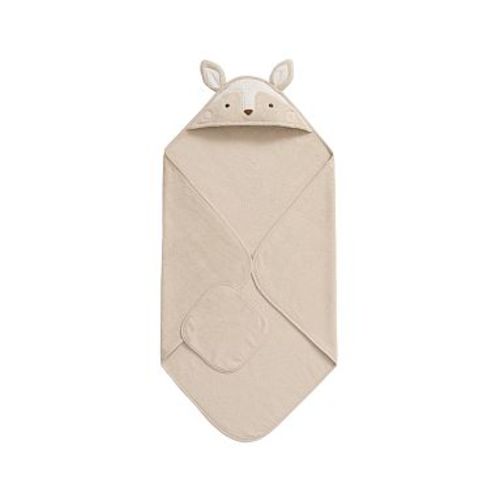 Super Soft Fawn Baby Hooded Towel & Washcloth Set , Light Brown