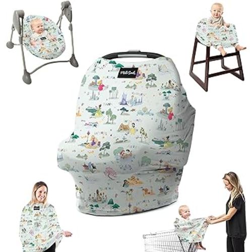Milk Snob Original Disney Enchanted Kingdoms 5-in-1 Cover, Added Privacy for Breastfeeding, Baby Car Seat, Carrier, Stroller, High Chair, Shopping Cart, Lounger Canopy, Newborn Essentials, Nursing Top