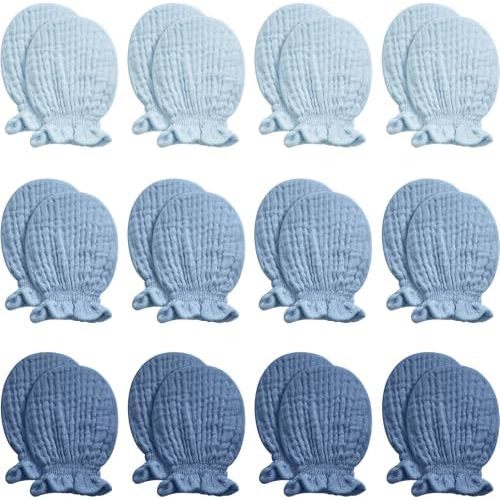 Pro Goleem Muslin Baby Mittens for Newborn, 100% Cotton No Scratch Soft Breathable Gloves for Boys and Girls 0-6 months