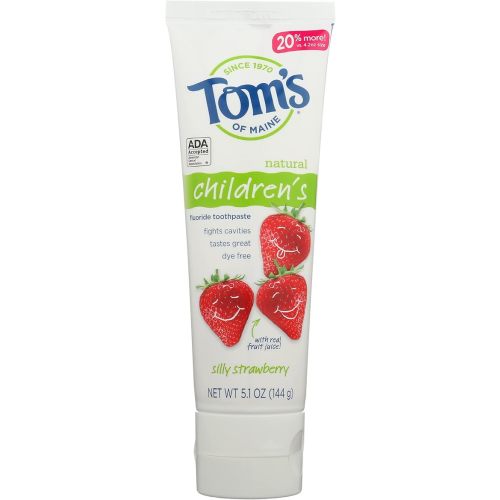Tom's of Maine Anticavity Fluoride Children's Toothpaste, Silly Strawberry, 5.1 Oz Pack of 1