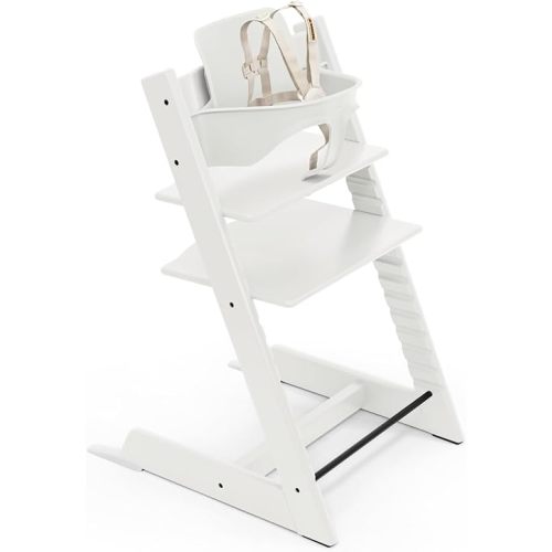 Stokke Tripp Trapp High Chair 2, White - Includes Chair + Baby Set with Removable Harness for Children 6-36 Months - Adjustable, Ergonomic & Easy to Clean