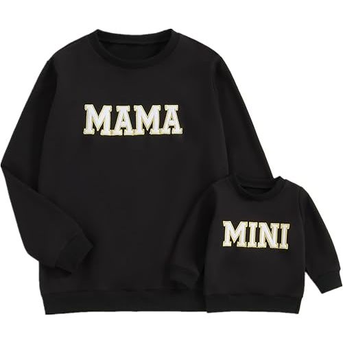 ZAXARRA ​Mommy and Me Matching Outfits Long Sleeve Crewneck Pullover Tops Mama Sweatshirt Mama and Mini Clothes