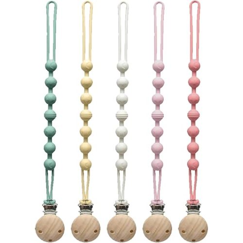 Pacifier Clip for Boys Girls - MORIBOX 5 Pack Paci Clip Soothie Baby Binky Holder for Shower Gift Birthday