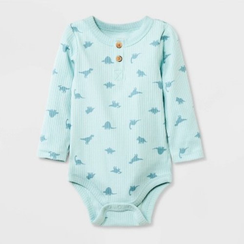 Baby Long Sleeve Henley Bodysuit - Cat & Jack™ Blue 6-9M