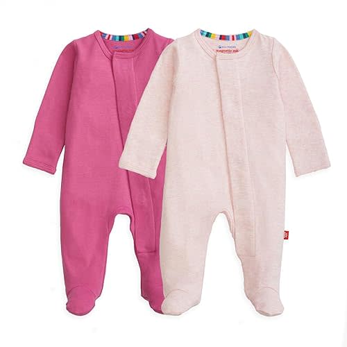 Magnetic Me 100% Organic Cotton Magnetic Baby Footie Pajamas 2-Pack