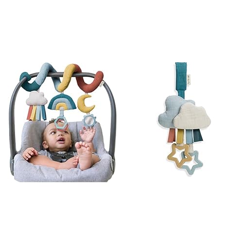 Itzy Ritzy Spiral Car Seat & Stroller Rainbow Activity Toy + Bitzy Bespoke Jingle Travel Toy for Stroller and Car Seat