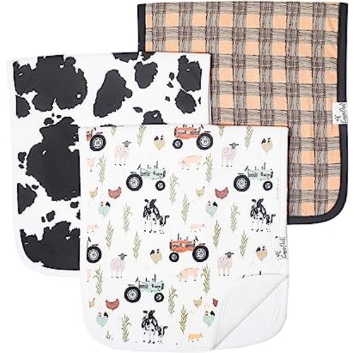 Copper Pearl Premium Baby Burp Cloths - 3-Pack Large Cotton Burp Cloths, Extra Soft Spit Up Rags with 3 Absorbent Layers, Perfect for Baby Boy and Baby Girl Gifts (21" x 10" Size, Jo Set)