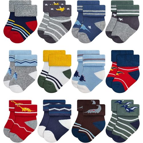 RATIVE Newborn Baby Socks 0-3,3-12 Months Terry Turn Cuff Socks for Boys Girls