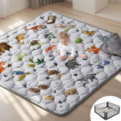 GOTGELIF 50"x50" Extra-Thick Cushioned Foam Baby Play Mat Foldable & Non-Slip Tummy Time Mat