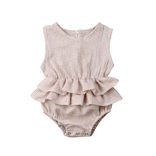 Sasha romper in tan with white stripes