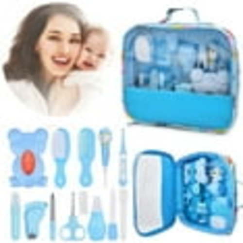 Baby Essentials Kit, Baby Healthcare and Grooming Kit, Baby Care Set with Comb Brush Dispenser, Newborn Essentials Stuff Baby Care Kits for Boys Girls Nursery, Blue