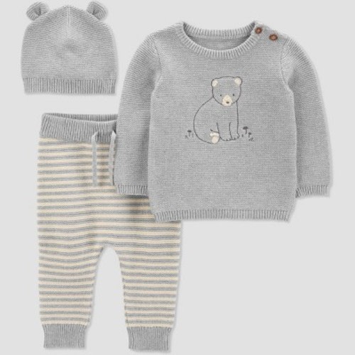 Carter's Just One You® Baby Boys' Bear Striped Top & Bottom Set - Gray, Size: Newborn