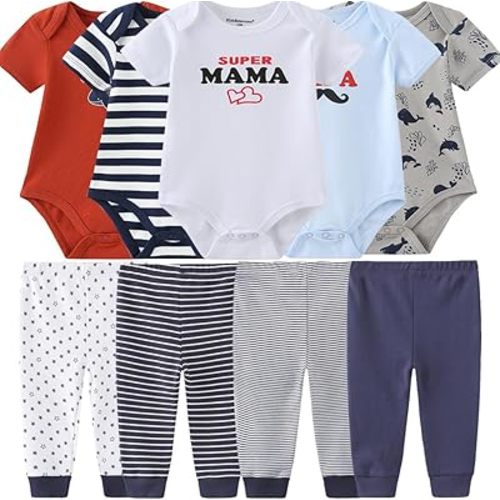 Baby Layette Set Baby Boys' 9-Piece Bodysuits Pants Set Toddler Girl Boy Unisex Baby Gift Sets