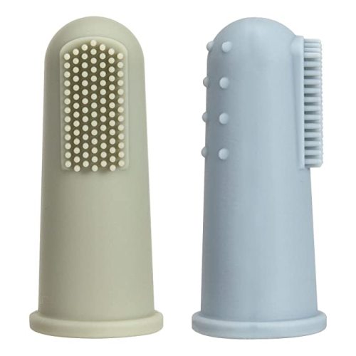 Baby Finger Toothbrush with Case, Food Grade Silicone, BPA Free, 2-Pack (Sage+Ether) - Sage+ether