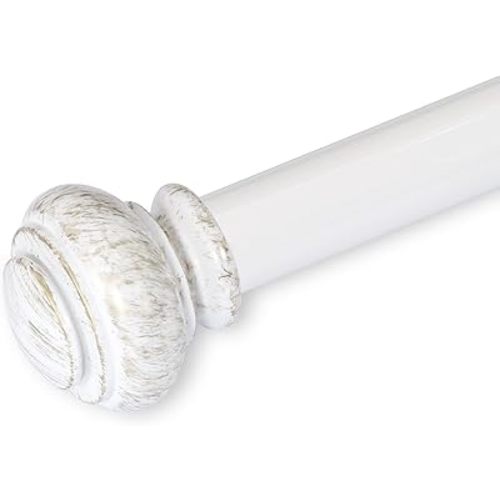 FantasDecor Curtain Rods for Windows 16-43 Inches Adjustable Length 1 Inch Diameter Bedroom, Kitchen, Living Room Curtain Rod with Classic Round End Caps White Brushed with Gold Color