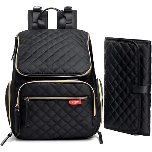Backpack Diaper Bag – Large baby Diaper backpack, Stylish Baby Bag with Stroller Straps, Breast Pump pockets, Insulated Pockets, and Baby Changing Pad, Baby Travel Bag, Waterproof Backpack – Black