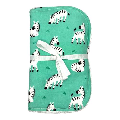 Burp Cloths in 'Mint Zebras'