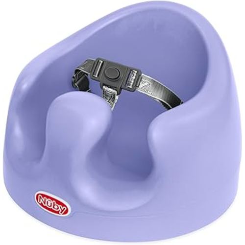 Nuby My Floor Seat - Portable Baby Chair with Soft Foam Cushion, Safety Harness, and High Back Design - 4+ Months - Purple