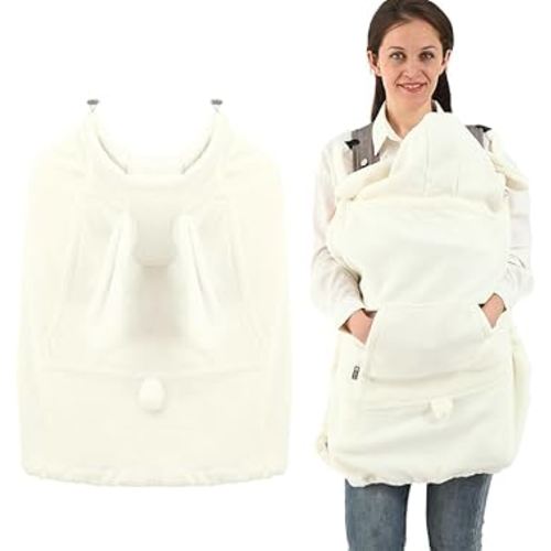 Baby Carrier Cover Stroller Cover -Newborn Hooded Stretchy Cloak Reversible,Cloak Kangaroo Hoodie Baby, Suit for All Seasons-White