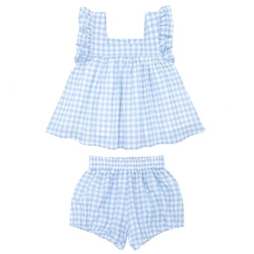 Oasis Blue Gingham Bloomer Set - 0-6 Mos