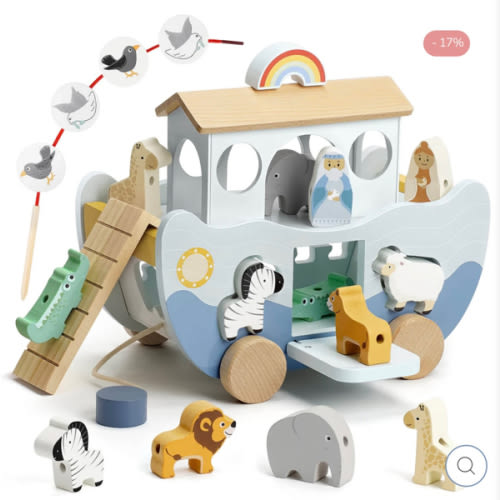 Wooden Noah's Ark Toy for Montessori Learning