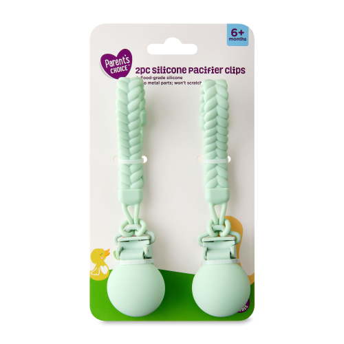 Parent's Choice Silicone Baby Pacifier Clips, 2 Count