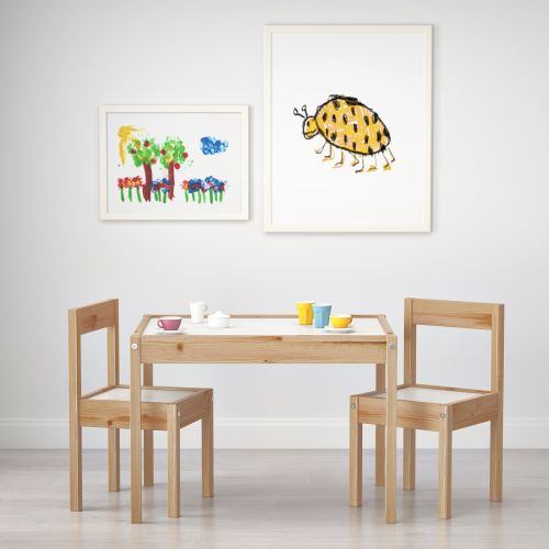 LÄTT Children's table and 2 chairs - white/pine