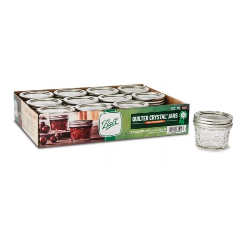 Ball Regular Mouth 4oz Quilted Pint Mason Jars, 12 Count