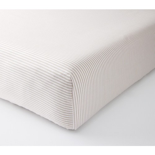 Oxford Stripe Organic Crib Fitted Sheet- Natural