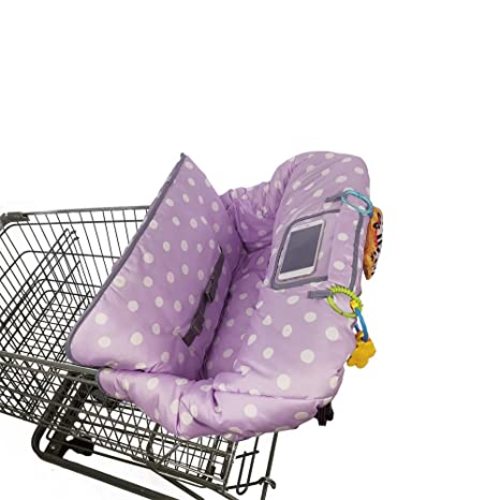 Shopping Cart Cover for Baby boy Girl, Multi-in-1 Cart Covers for Babies, Infant High Chair Cover, Machine Washable, Soft Padded Grocery cart seat Cushion Cover, Purple dot