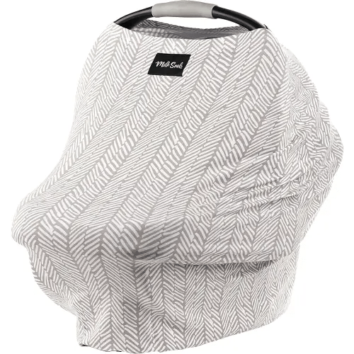 Milk Snob Original 5-in-1 Cover - Added Privacy for Breastfeeding, Baby Car Seat, Carrier, Stroller, High Chair, Shopping Cart, Lounger Canopy - Newborn Essentials, Nursing Top, Herringbone