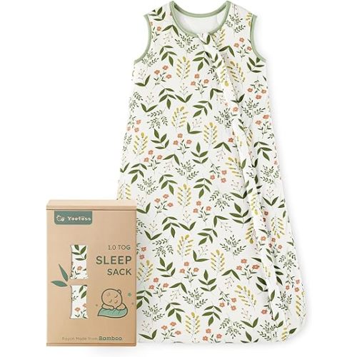 Yoofoss Rayon Made from Bamboo Baby Sleep Sack 0-6 Months 1.0 Tog Baby Wearable Blanket, Super Soft Infant Toddler Sleeping Sack 2-Way Zipper