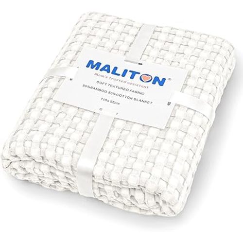 Maliton Waffle Baby Blanket for Boys Girls, Breathable Soft Cotton Blankets for Babies, Neutral Nursery Swaddle Blankets, Lightweight Throw Blankets for Kids(Ivory)