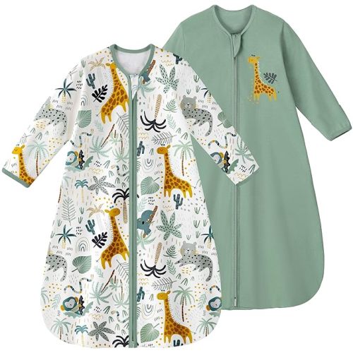 Yoofoss Baby Sleep Sack 0-6 Months Long Sleeve Wearable Blanket Baby 100% Organic Cotton 2-Way Zipper 0.5 Tog Infants Sleeping Sack, Lightweight(Small)