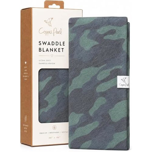 Copper Pearl Swaddle Blankets for Newborns | Soft Stretchy Receiving Blankets for Boys and Girls | Large 46 x 46 Inch Baby Blankets | Lightweight and Breathable Swaddles | Hunter