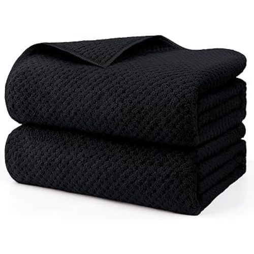 HOMEXCEL Bath Sheets Towels Set Pack of 2 (35 x 70 Inches), Ultra Soft Bath Towels for Bathroom, Lightweight and Quick Drying Towel for Body, Yoga, SPA, Fitness, Black