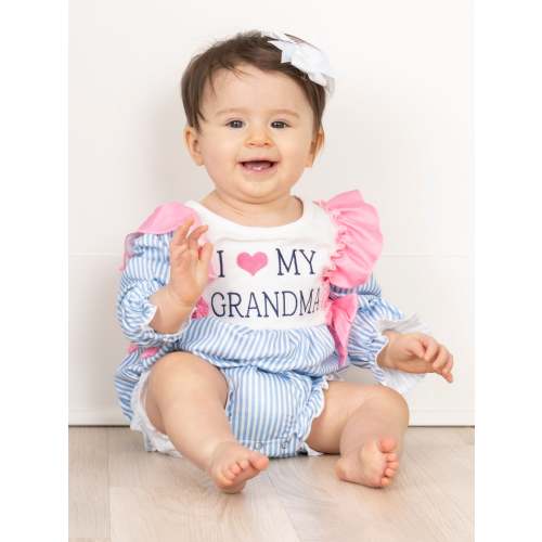 Blue Stripe Family Love Ruffle Bubble