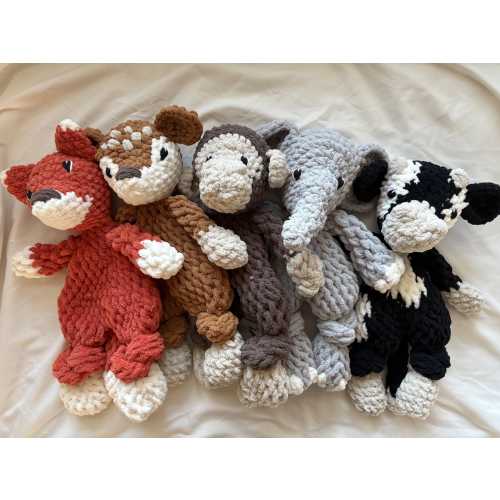 Soft Knotted Animal Snuggler Lovey, Blanket Yarn Crochet Stuffed Animal, Soft Baby Toy, Gift For Shower, Handmade Animals, Gift For Baby