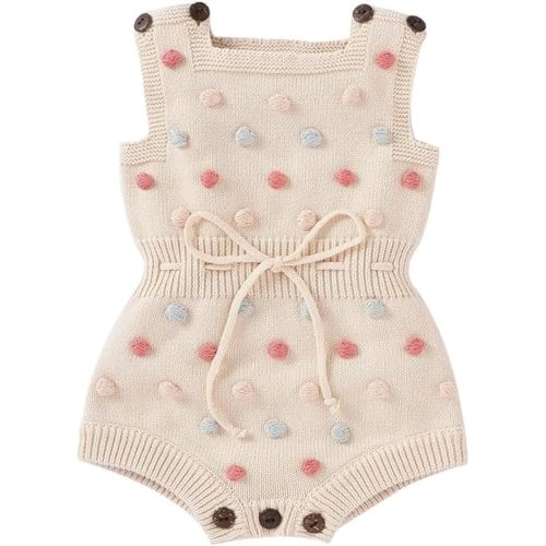 Neiwech Baby Girl Romper Sleeveless Pompoms Knit Rompers Newborn Little Girl Overall Jumpsuit Summer Outfits Clothes