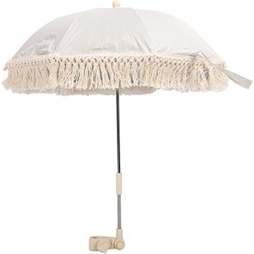 Baby Outdoor Parasols, Baby Stroller Parasol Umbrella with Adjustable Clamp, Toddler Umbrella for Trolley Wheelchair Beach Chair, Outdoor Activities (Beige)