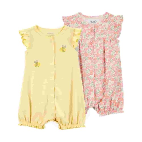 Carter's Child of Mine Baby Girl Romper, 2-Pack, Sizes 0/3-24 Months