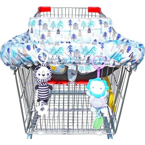 XiOiOiX 2 in 1 Shopping Cart Cover&High Chair Cover for Restaurant Seat, Grocery Cart Cover for Baby Infant Toddler Girl/Boy Reversible, Machine Washable (Blue)