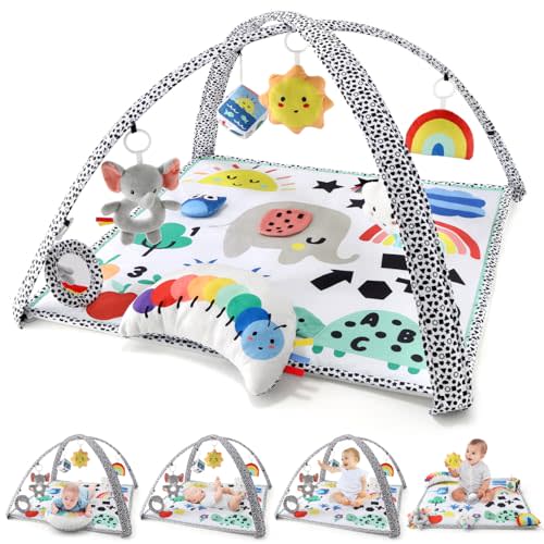 The Peanutshell Unisex Baby Play Gym & 7-in-1 Play Mat - Playmat Baby Toys 0-6, 6-12 Months Tummy Time Mat with Hanging Toys, Soft Padded Mat for Newborns, Infants - Montessori Elephant