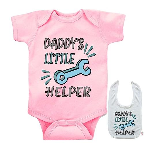 Daddy's Little Helper Mechanic -Cute Automotive Car Baby bodysuit onesie & bib