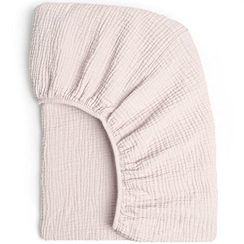 Lulumoon Muslin Crib Sheet Fitted Crib Mattress Sheet for Boys and Girls, 28"x 52" Soft Pink