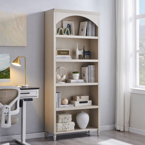 Charlton Home® Bookcase in White, No Cabinets, with Legs