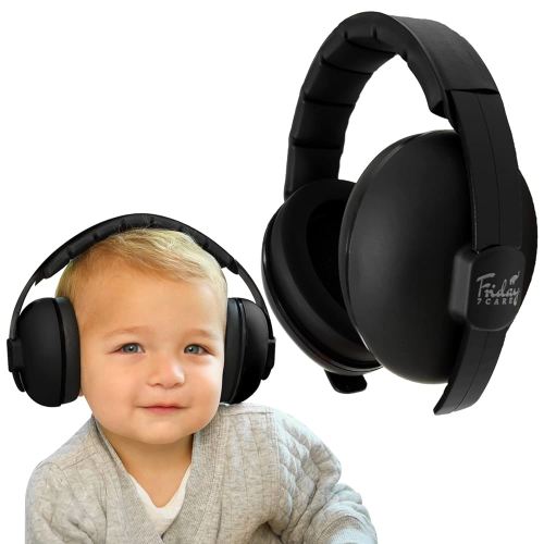 Baby Travel Noise-Cancelling Earmuffs with Adjustable Headband - Infant Ear Protection Headphones for Ages 0-24 Months - Black