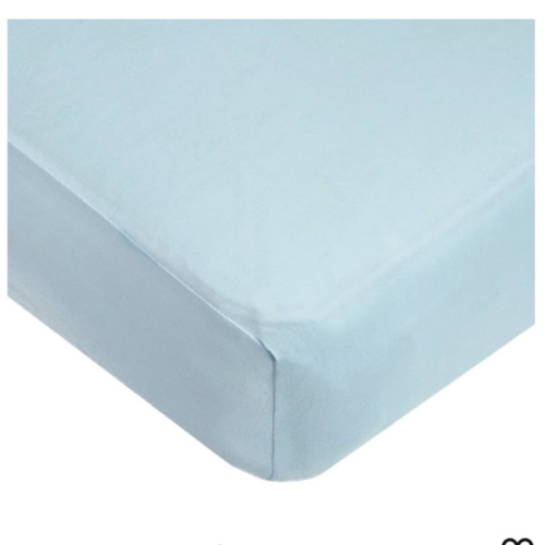 American Baby Company 100% Natural Cotton Fitted Crib Sheet 52" x 28" - Soft, Breathable, Hypoallergenic & Gentle Toddler Bed Sheet, Blue, Neutral for Boys & Girls