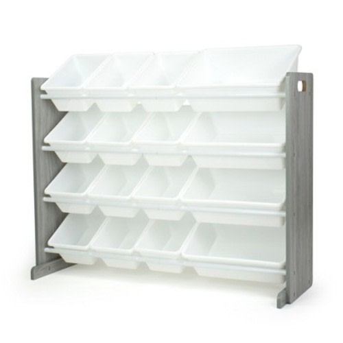 Kids' Toy Storage Organizer with 16 Storage Bins Gray - Humble Crew: Toy Shelf, Open Shelves, MDF Frame, Anti-Tip Hardware